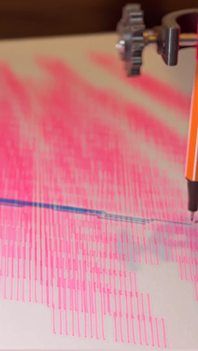 New direction. Same obsession.
This time I stepped into CMYK layering cyan, magenta, yellow and their intersections into a plot that feels somewhere between signal, structure, and glitch.

What I love in this piece is the tension:
from a distance it looks almost digital,
but up close every line is physical, plotted, imperfect, real.

Built line by line, color by color, where precision meets interference.

For me, this one feels like a study of translation
how code becomes movement, movement becomes ink,
and ink becomes something almost alive.

Would you hang this color direction on your wall?

#lineworkart #penplotter #generativeart