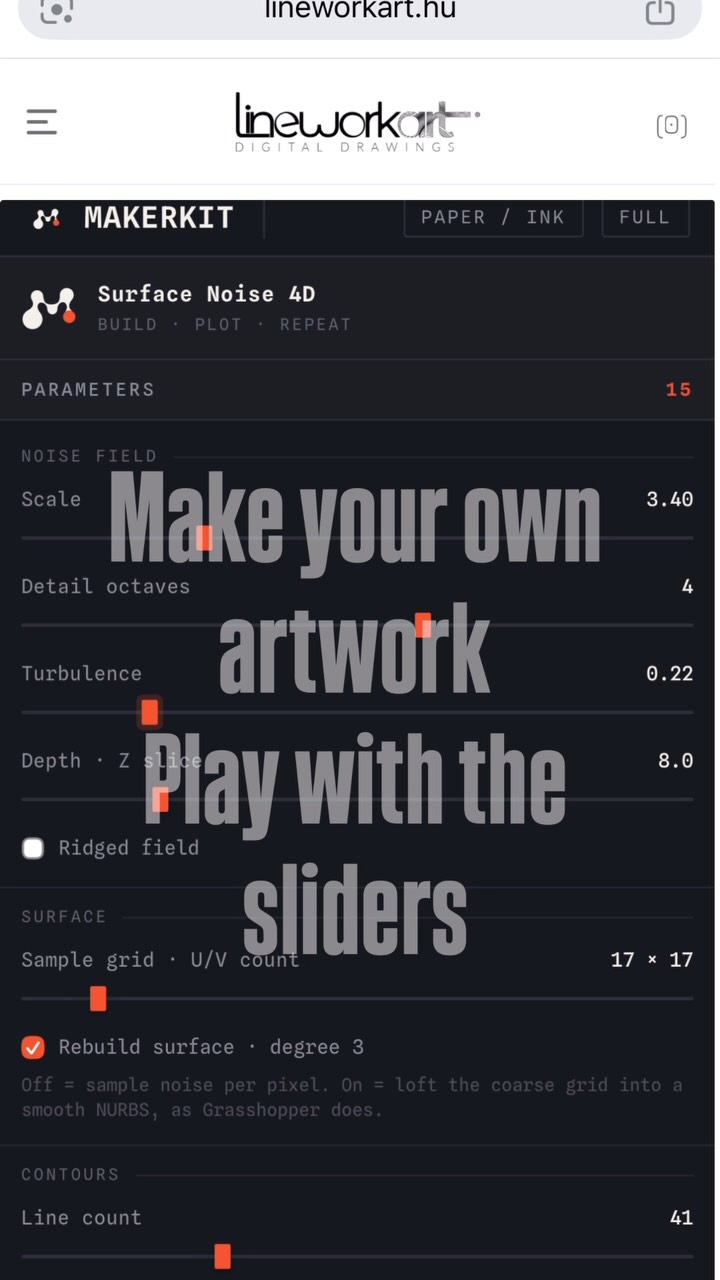 Most people think creating generative art requires coding.

It doesn’t.

I built a free browser-based generator where you can create your own parametric pen plot artwork in seconds.

⚙️ Adjust the sliders.
🎨 Watch the design update in real time.
📥 Download a ready-to-plot SVG.
✍️ Send it straight to your pen plotter.

Whether you’re testing a new machine, learning generative art, or simply looking for your next drawing, this is the easiest place to start.

No software.
No programming.
Just create, download, and plot.

🔗 Try it now via the link in my bio.

I’d love to see what you make tag @lineworkart in your first plot.

#penplotter #generativeart #creativecoding #svg #education